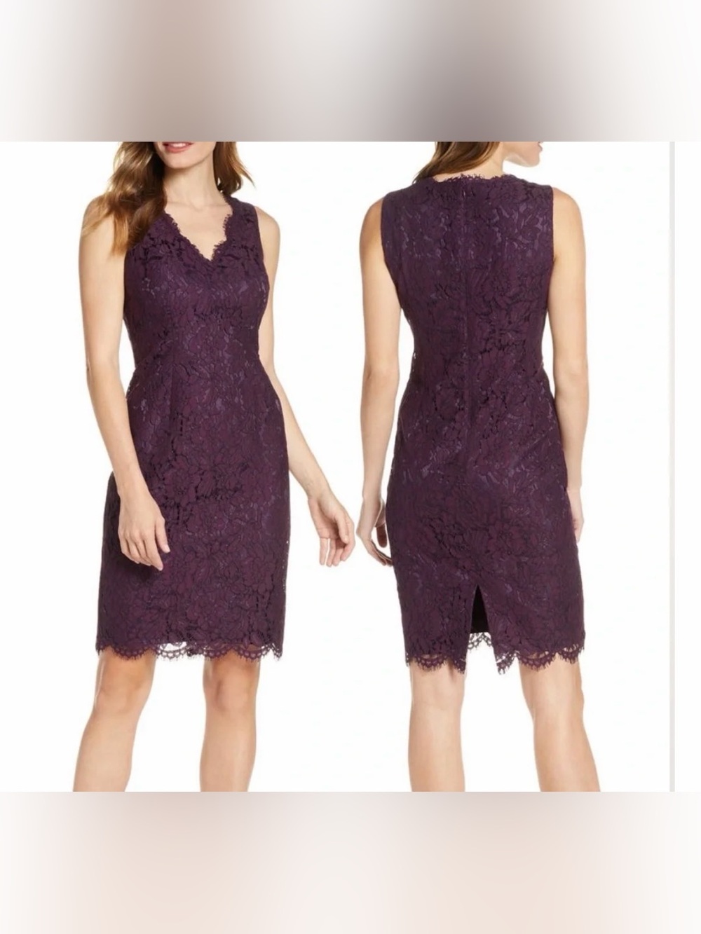 Vince Camino - Lace Sheath Dress - Plum - 4